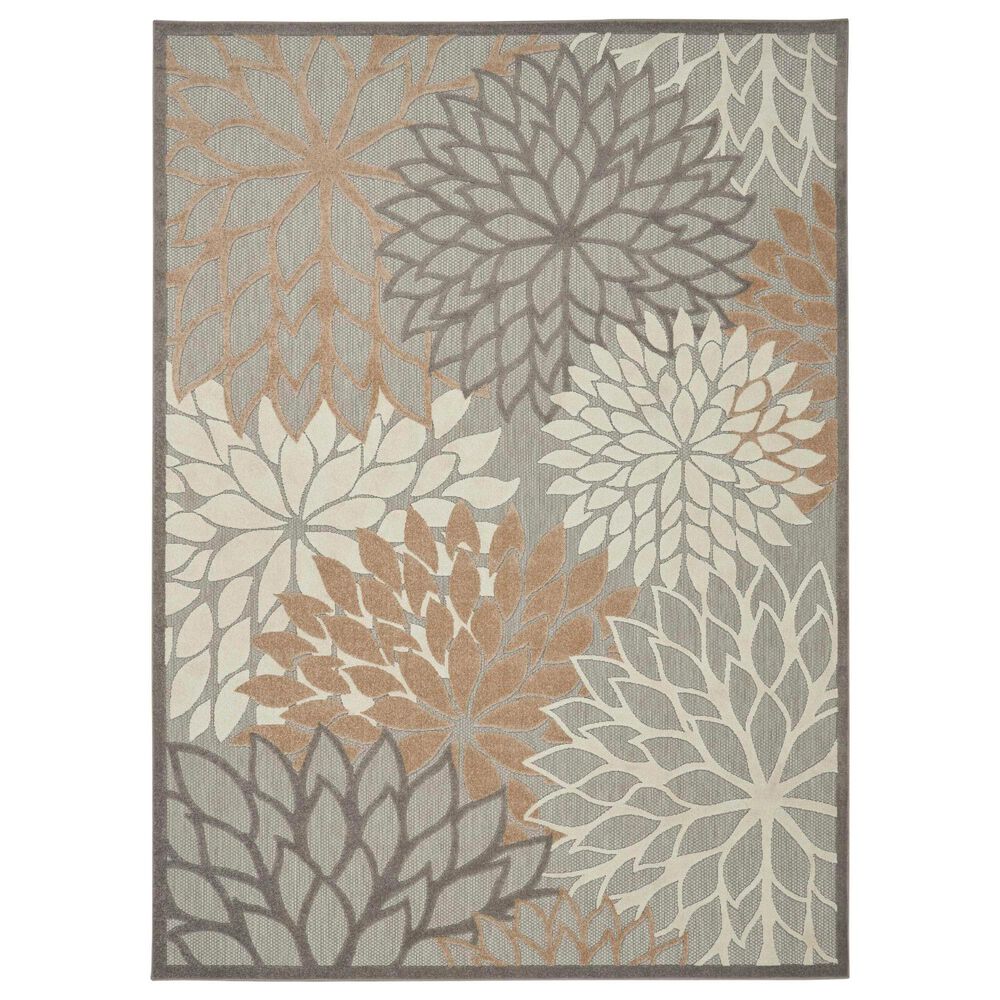 Nourison Aloha Floral 10" x 14" Natural Indoor/Outdoor Area Rug, , large