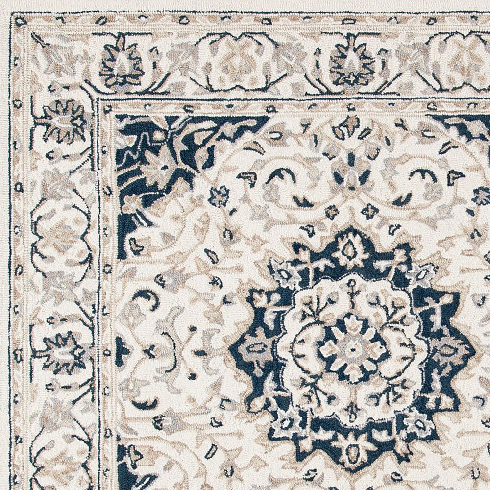 Safavieh Micro-Loop Oriental 2&#39;3&quot; x 7&#39; Ivory and Navy Runner, , large
