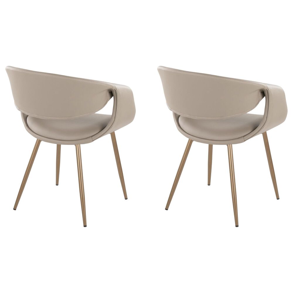 LumiSource Curvo Contemporary Upholstered Chair in Antique Copper Metal and Light Grey Faux Leather by LumiSource - Set of 2, , large
