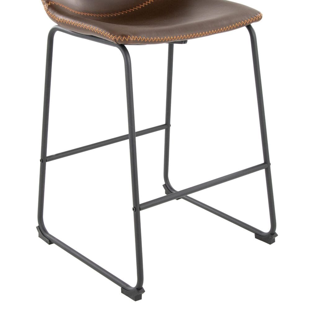 Lumisource Duke Fixed-Height Counter Stool with Espresso and Orange Cushion in Black, , large