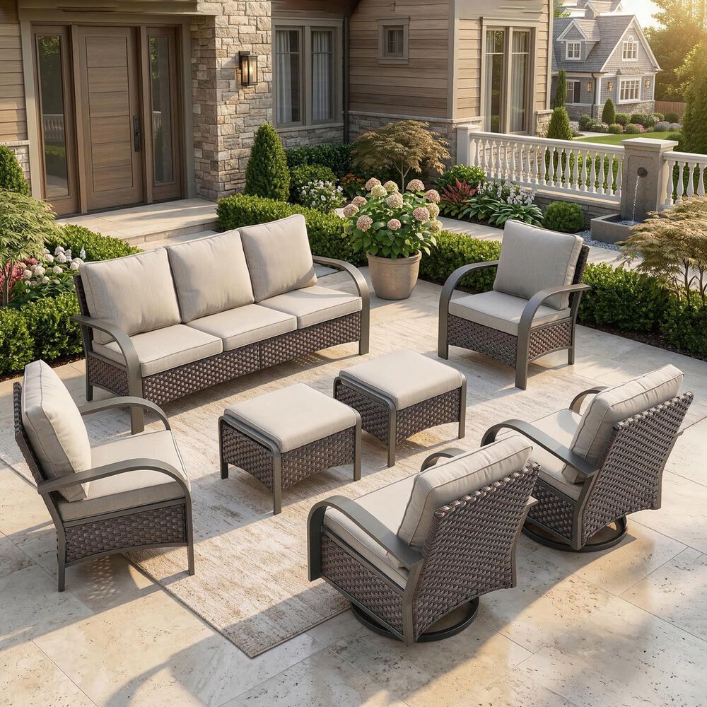 Sunwell Garden 7-Piece Patio Conversation Set in Navy, , large
