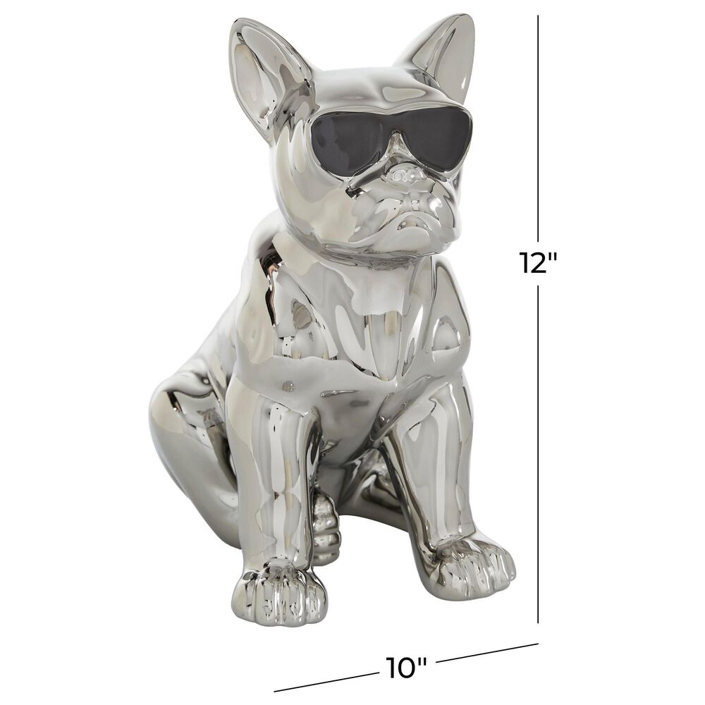 CosmoLiving by Cosmopolitan 12&quot; Dog Sculpture in Silver, , large