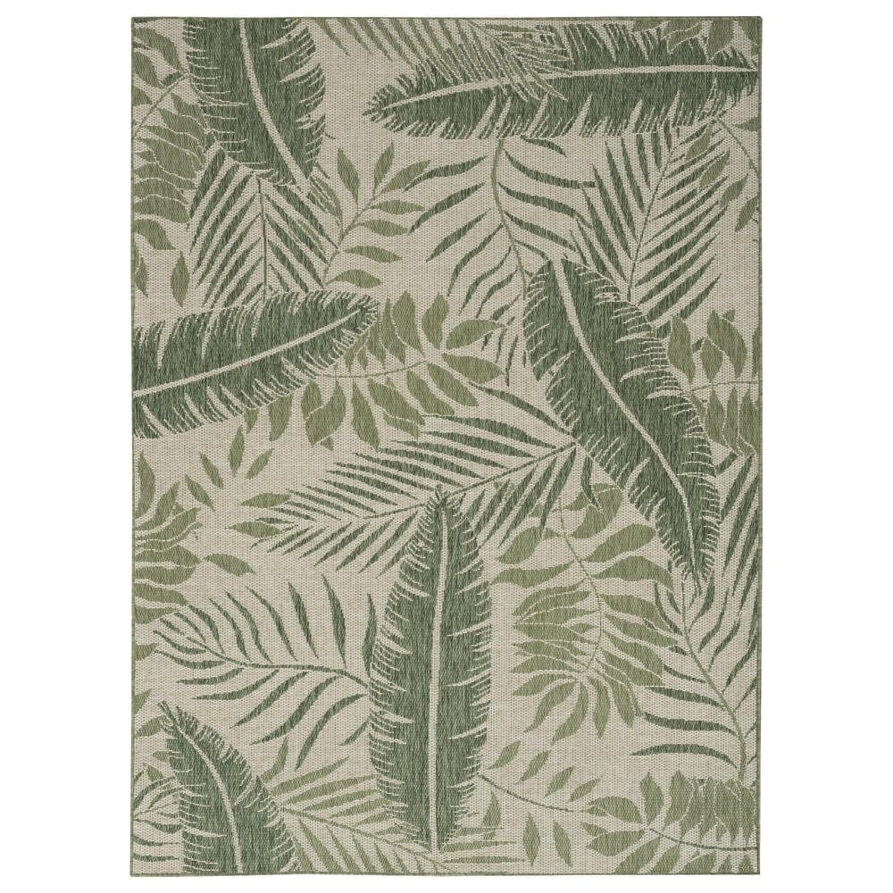 Nourison Garden Oasis GOA02 Ivory and Green 4&#39; x 6&#39; Indoor/Outdoor Area Rug, , large