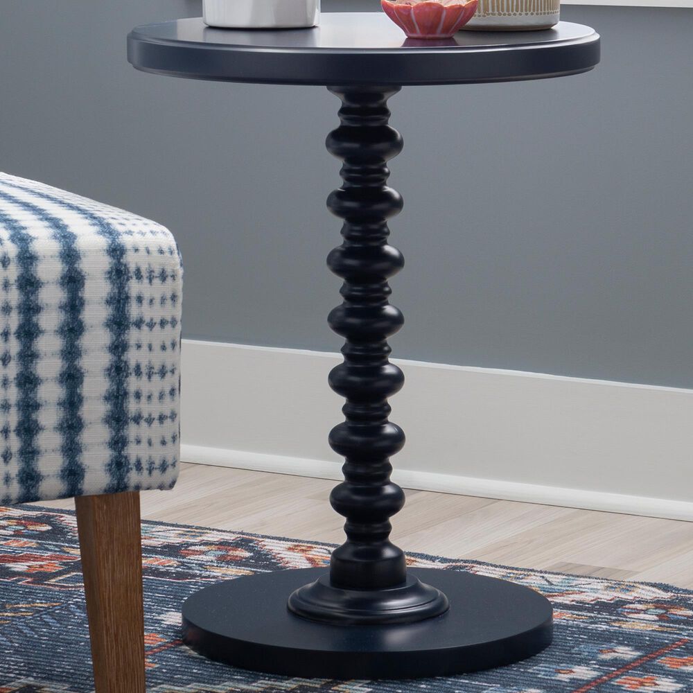 Linon Home Decor Aurora Round Side Table in Navy Blue, , large