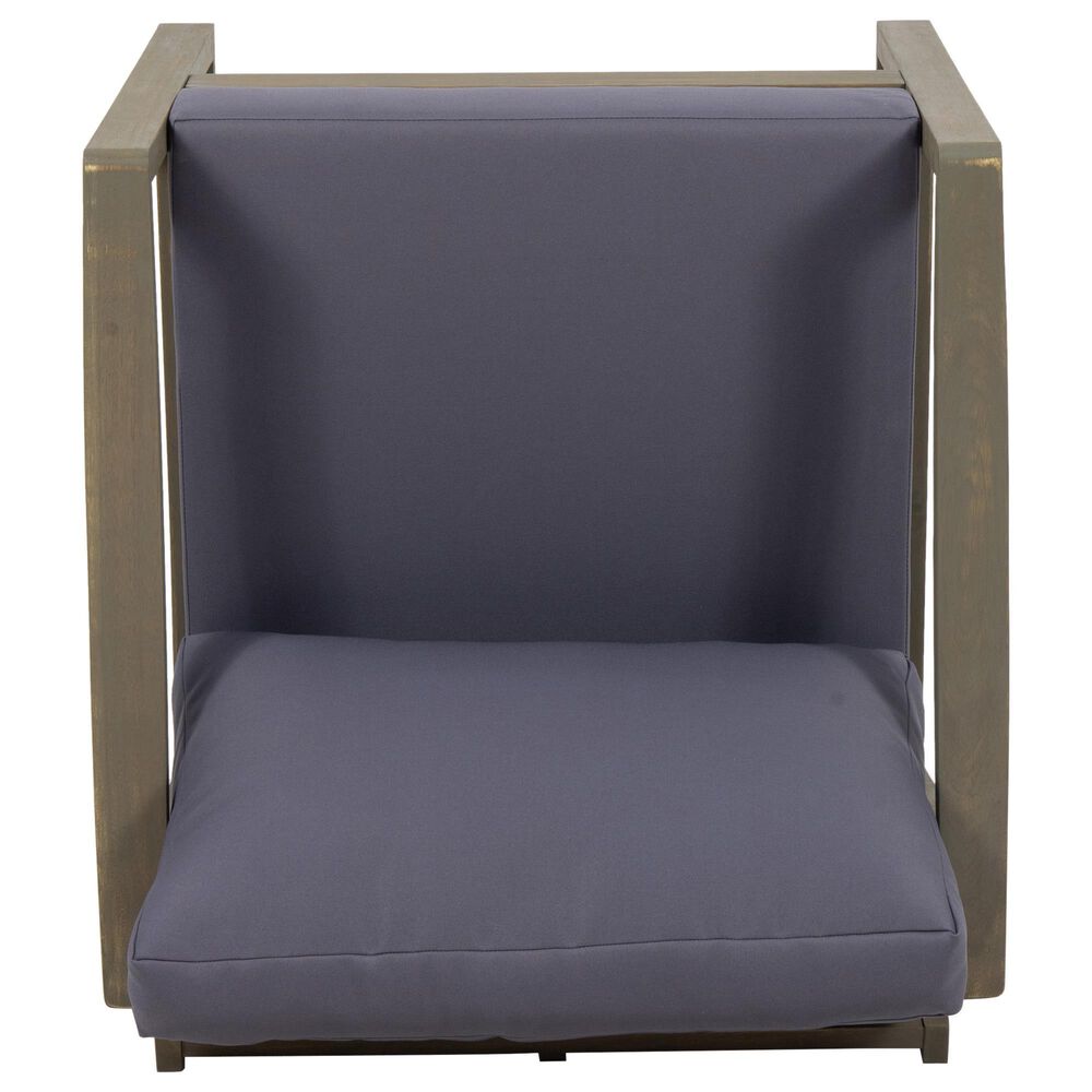 Hearth and Haven Samwell Outdoor Club Chair with Blue Cushion in Dark Grey, , large
