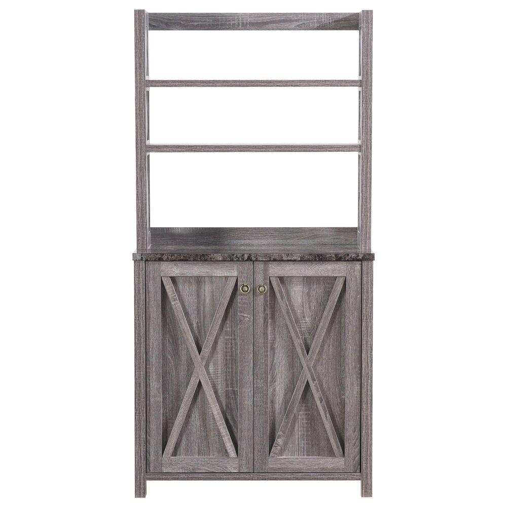 Furniture of America Minor Bakers Rack in Dark Gray, , large