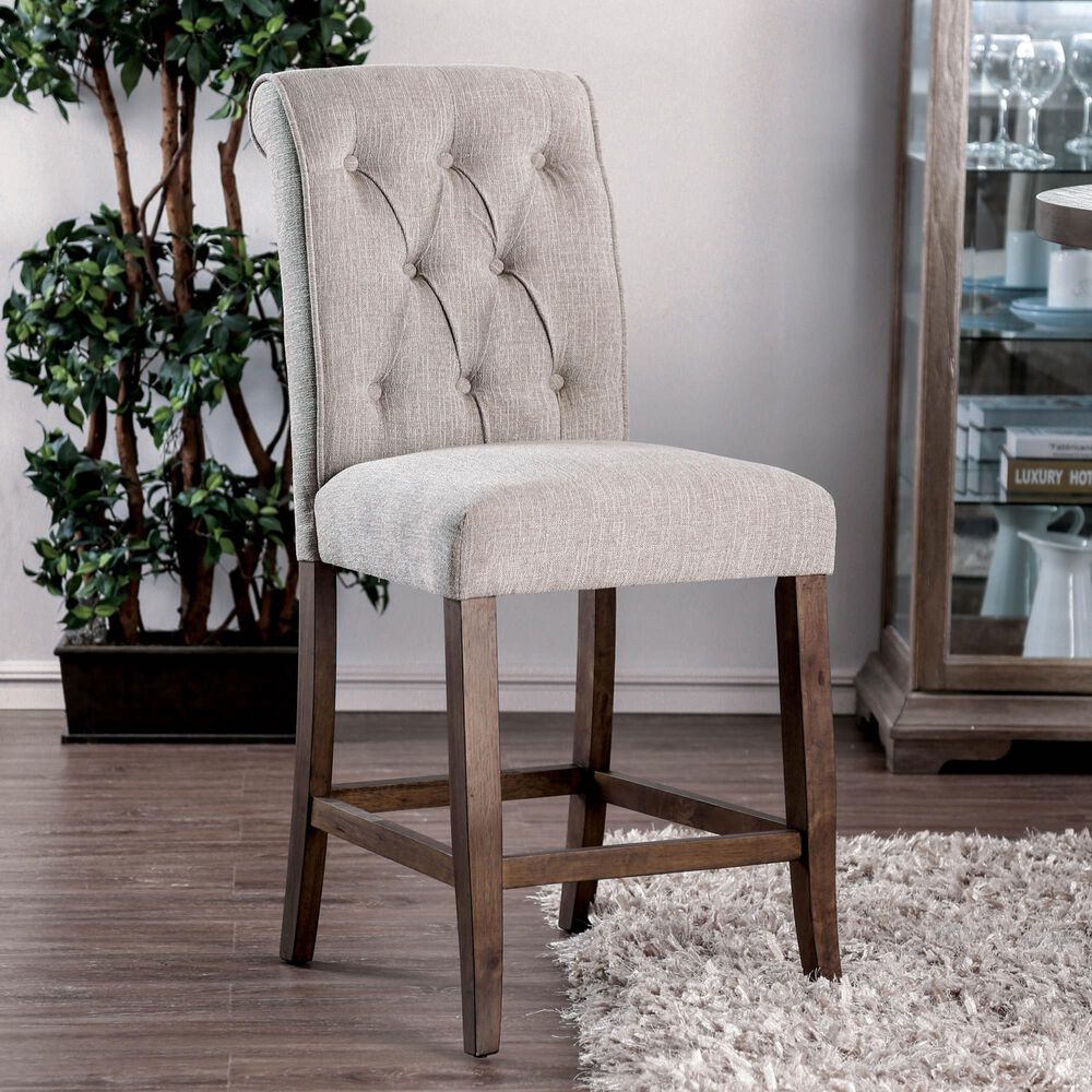 Furniture of America Zimmerman Counter Chair in Rustic Oak &#40;Set of 2&#41;, , large