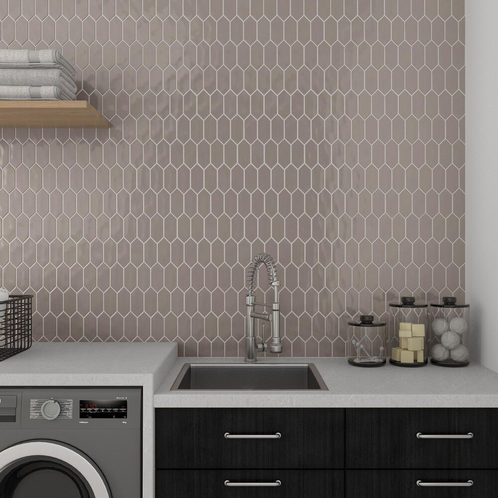 Dal-Tile Mythology Harmonia 2&quot; x 5&quot; Picket Undulated on 11.125&quot; x 12.25&quot; Ceramic Mosaic Sheet, , large