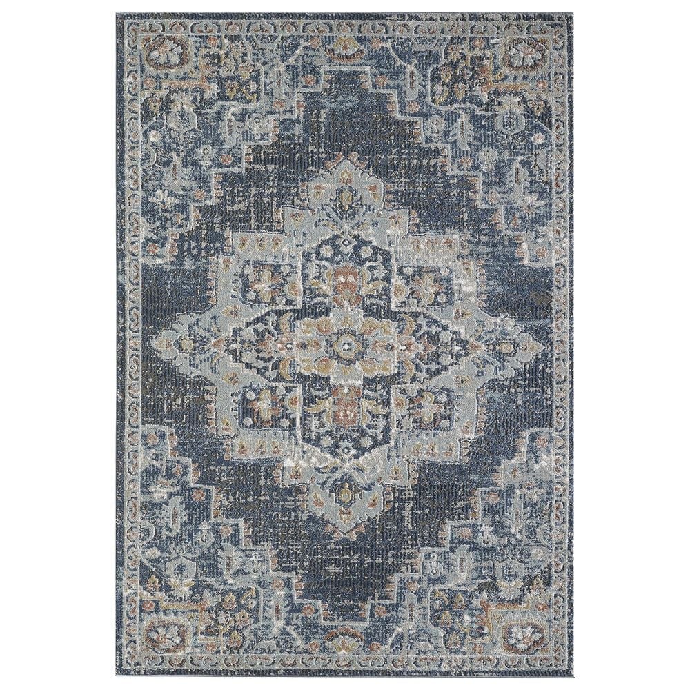 Central Oriental Orient Dorcie 2"2" x 7"6" Blue and Dark Grey Runner, , large