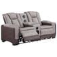 Titanic Furniture Power Reclining Loveseat with Power Headrest in Brown, , large