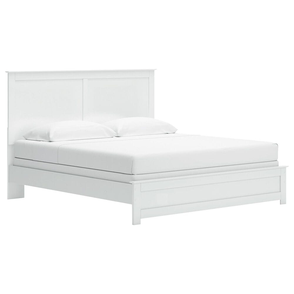 Ashley Bostwick Shoals 4-Piece King Panel Bedroom Set in White, , large