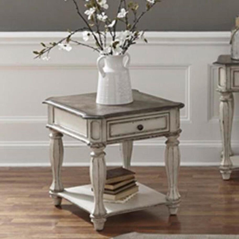 Belle Furnishings Magnolia Manor End Table in Antique White, , large