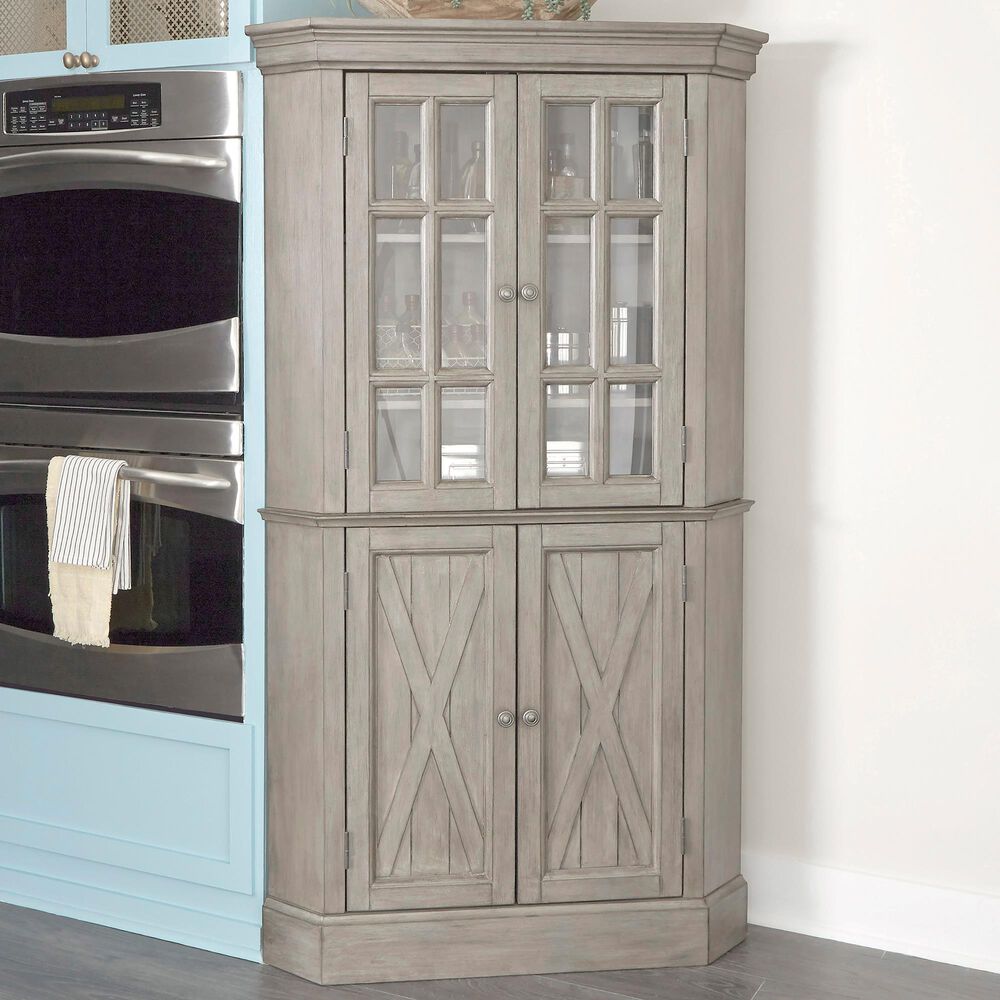 Homestyles Mountain Lodge Corner Cabinet in Gray, , large