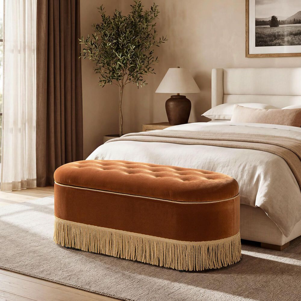 Jennifer Taylor Home Melinda Storage Bench in Burnt Orange, , large