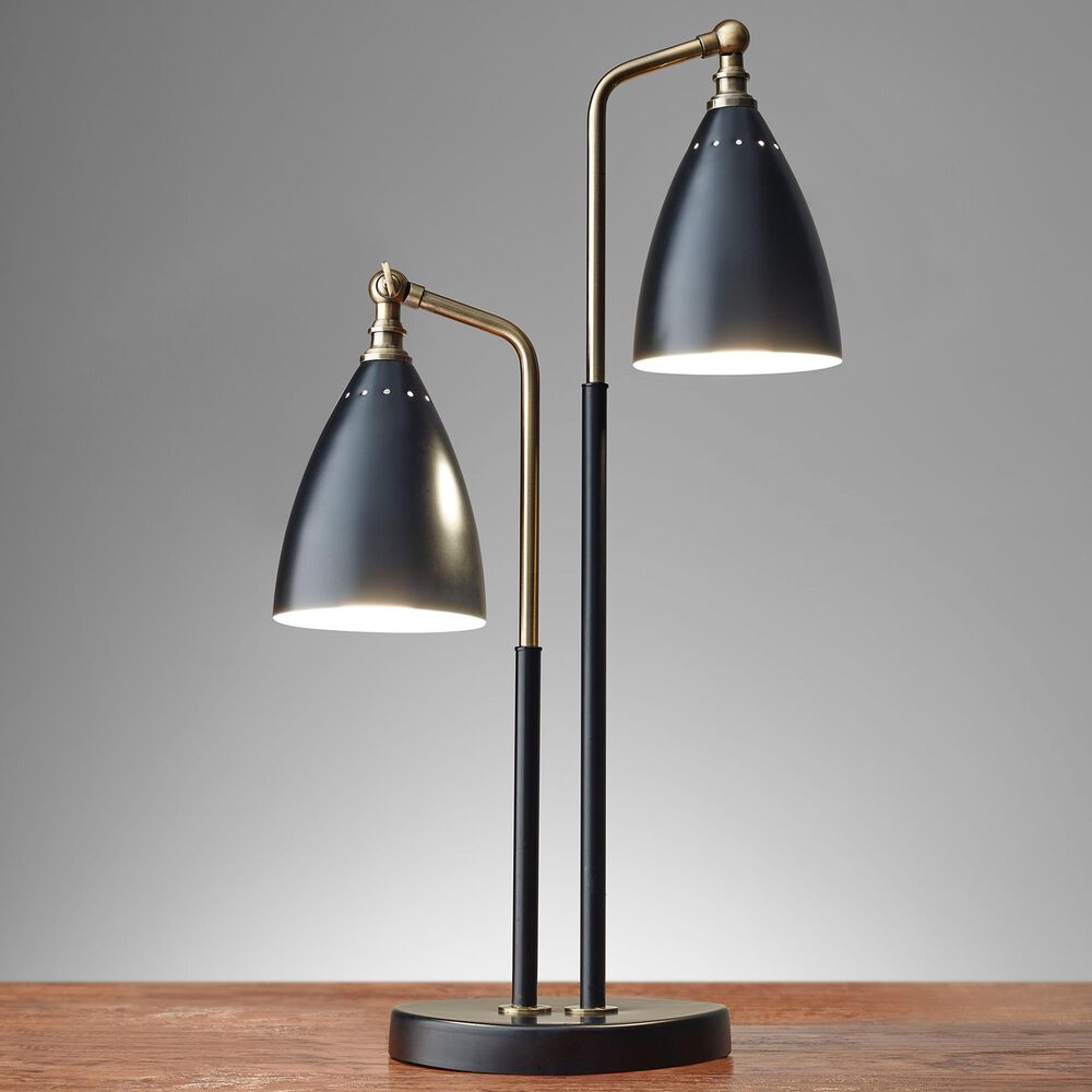 Adesso Chelsea Table Lamp in Black and Antique Brass, , large