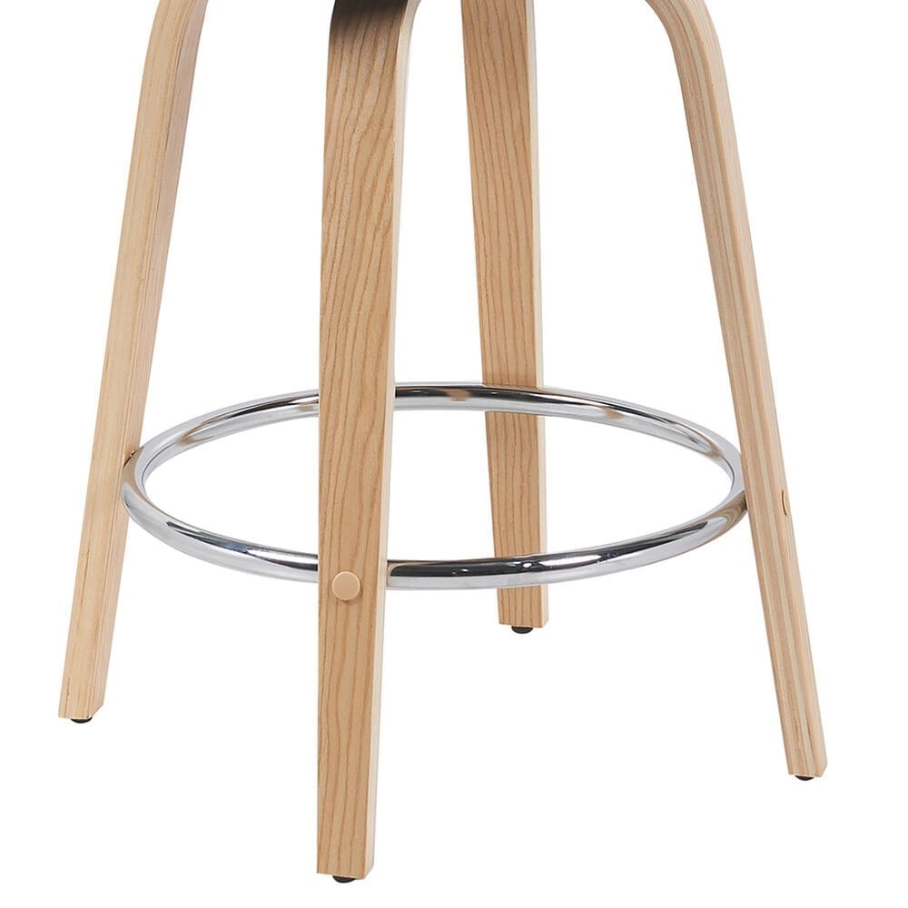 Armen Living Sonia Swivel Counter Height Stool with Black Upholstery in Oak, , large