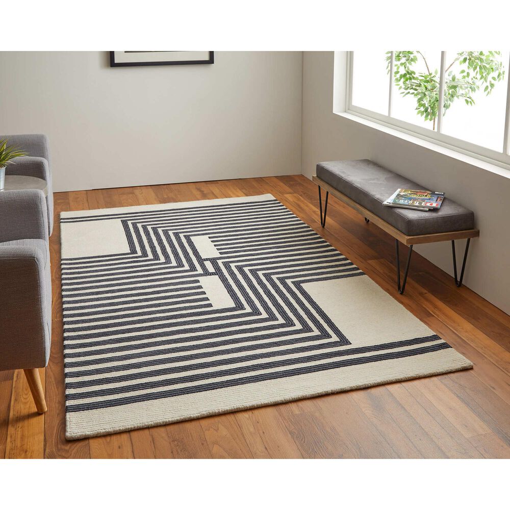 Feizy Maguire 8900F 3&#39;6&quot; x 5&#39;6&quot; Ivory and Black Area Rug, , large