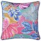 J. Queen Bold Hanalei 18" Square Quilted Throw Pillow in Aqua, Orange, Pink, and Blue, , large