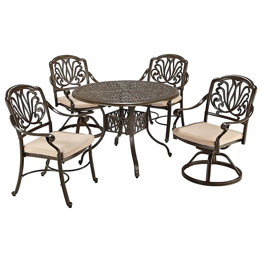Homestyles Capri 5-Piece 42 in Dining Set with Two Swivel Chairs in Taupe, , large