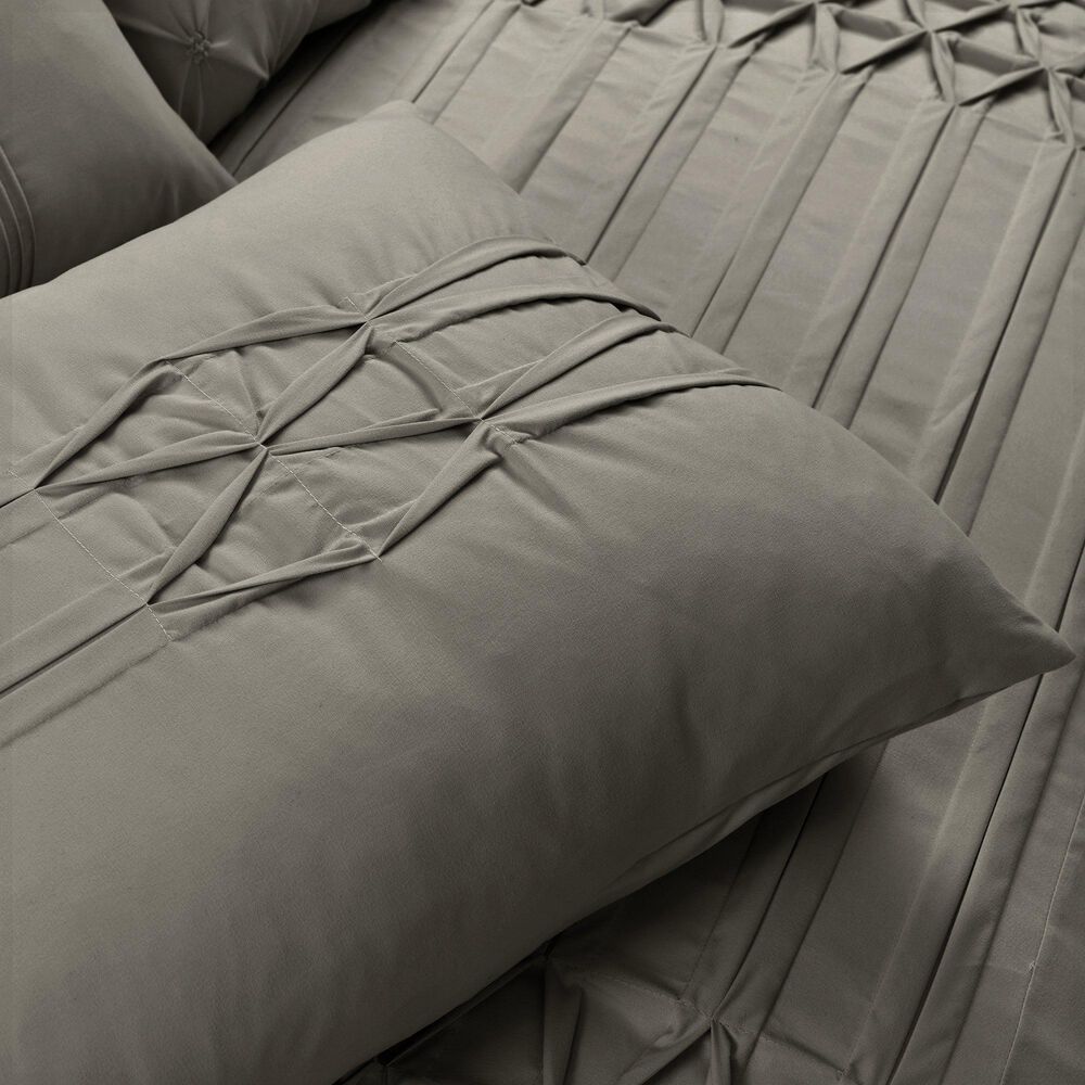 Triangle Home Fashions Arora Pleat 3-Piece Queen Comforter Set in Dark Gray, , large