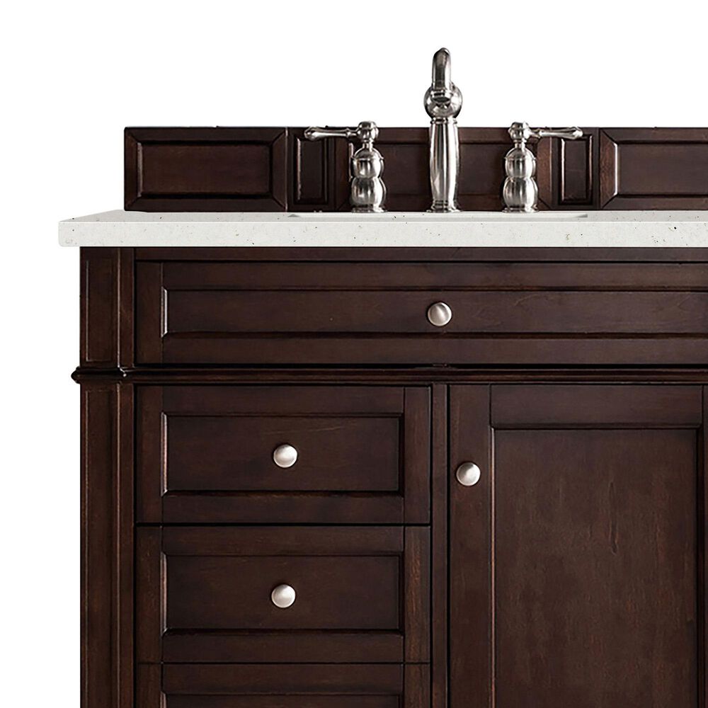 James Martin Vanities Brittany 36&quot; Single Bathroom Vanity in Burnished Mahogany with 3 cm Lime Delight Quartz Top and Rectangular Sink, , large