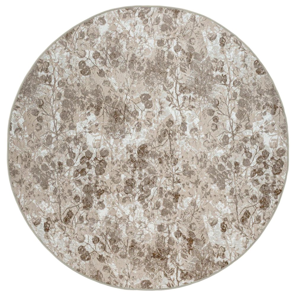 Radici USA Livigno Floral 5"3" Round Beige Area Rug, , large