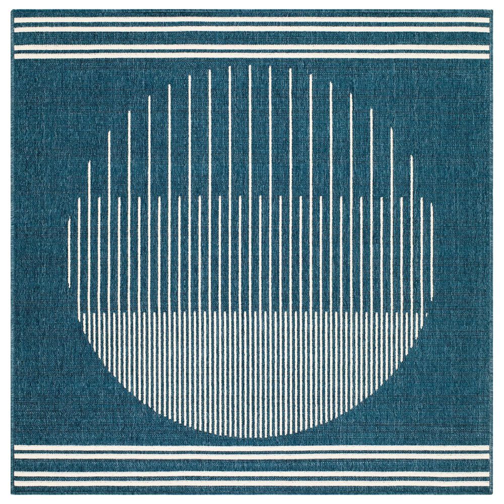 Surya Alfresco 7&#39;3&quot; Square Marine Blue, Light Silver, Slate Blue and Metallic Silver Indoor/Outdoor Area Rug, , large
