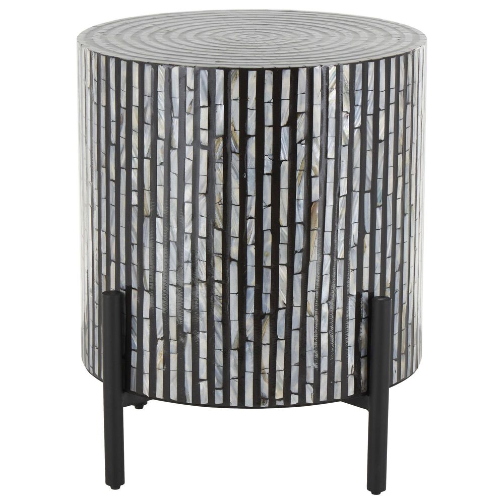 Maple and Jade Handmade Mosaic Inlay Geometric Accent End Table in Multicolored, , large