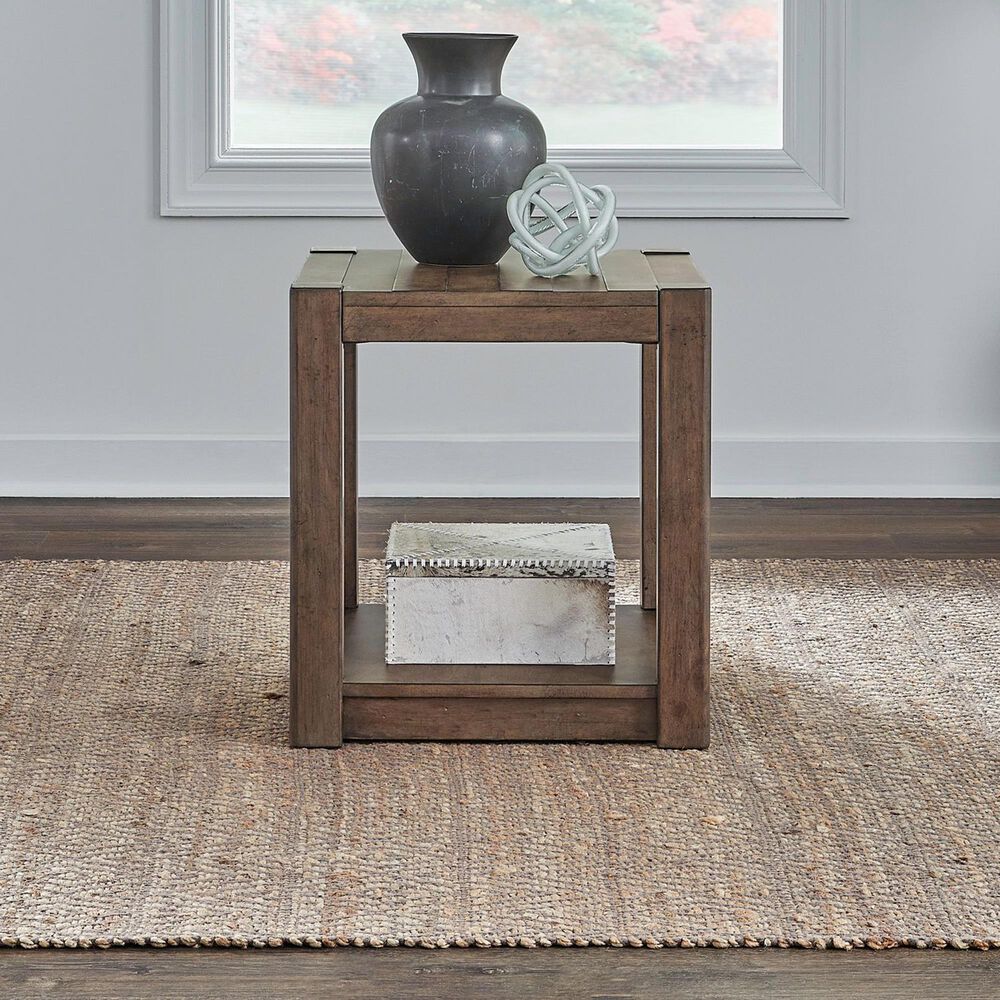Belle Furnishings Broadmore 1-Shelf Chairside Table in Cobblestone Brown, , large