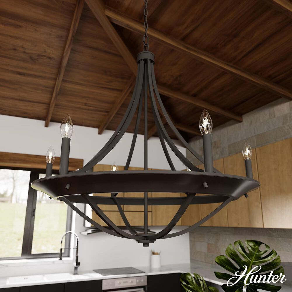 Hunter Perch Point 6-Light Chandelier in Noble Bronze, , large