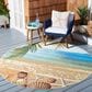 Safavieh Barbados Tropical Beach Seashell 5"3" Round Gold and Blue Indoor/Outdoor Area Rug, , large