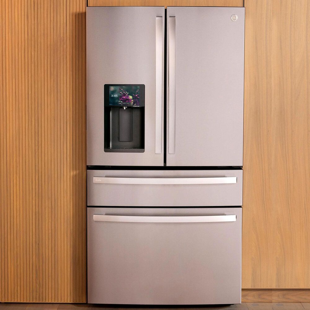 GE Profile 22.4 Cu. Ft. Smart Counter-Depth 4-Door French-Door Refrigerator with Kitchen Assistant in Fingerprint Resistant Stainless Steel, , large