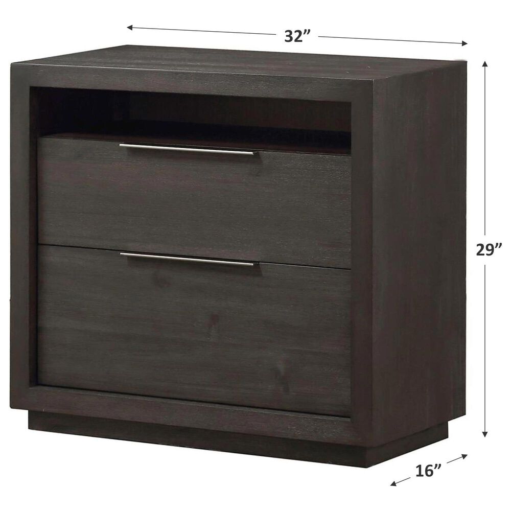Living Essentials Oxford 2 Drawer Night Stand in Basalt Grey, , large