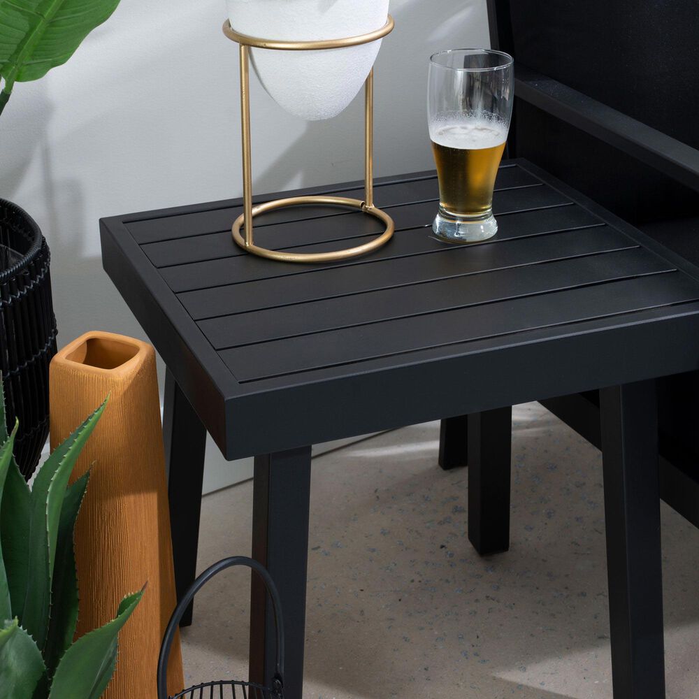 Linon Home Decor Holland Aluminum Side Table in Black, , large