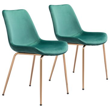 Zuo Modern Tony Dining Chair in Green/Gold (Set of 2), , large