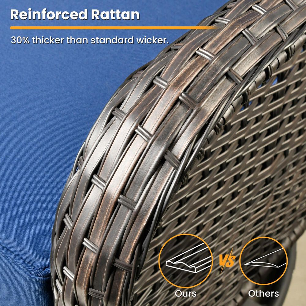 HOMLUX 3-Piece Patio Conversation Set with Swivel Chairs in Navy Blue, , large