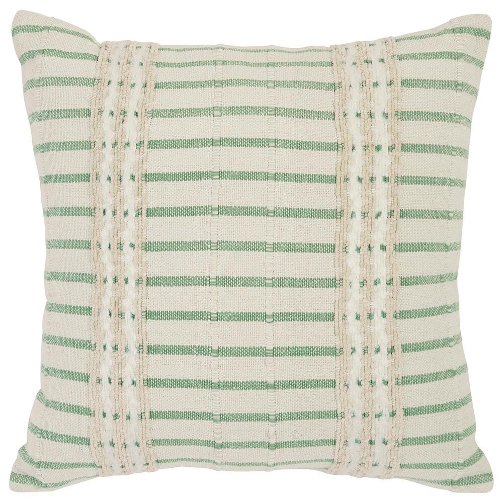 Ashley Rowton 20" Square Throw Pillow in White, Green and Tan, , large