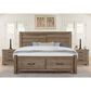 Viceray Collections Cool Rustic Queen Storage Plank Bed with Two Nightstands in Stone Grey, , large