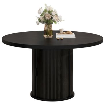 GARVEE 47" Round Dining Table with Storage Base in Black - Table Only, , large