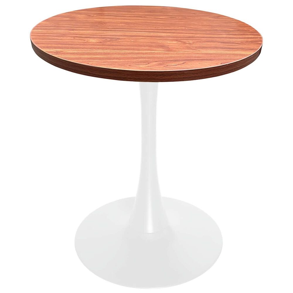 Leisuremod LeisureMod Bristol Dining table, White Base with 27 Round Cognac Brown MDF top, , large