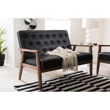 Baxton Studio Sorrento Upholstered Loveseat in Black , , large