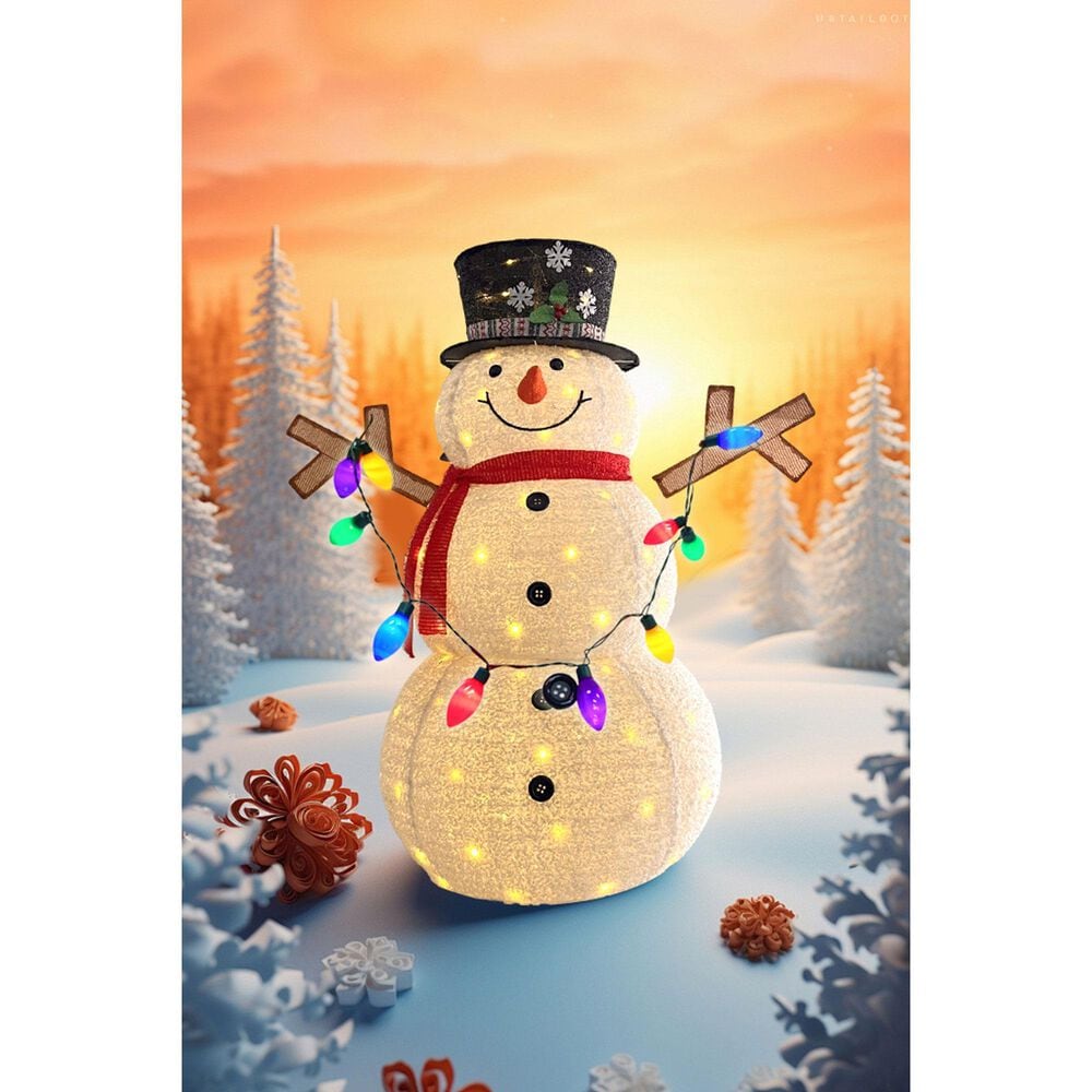 HOMLUX Stretch Snowman with LED Lights in White, , large
