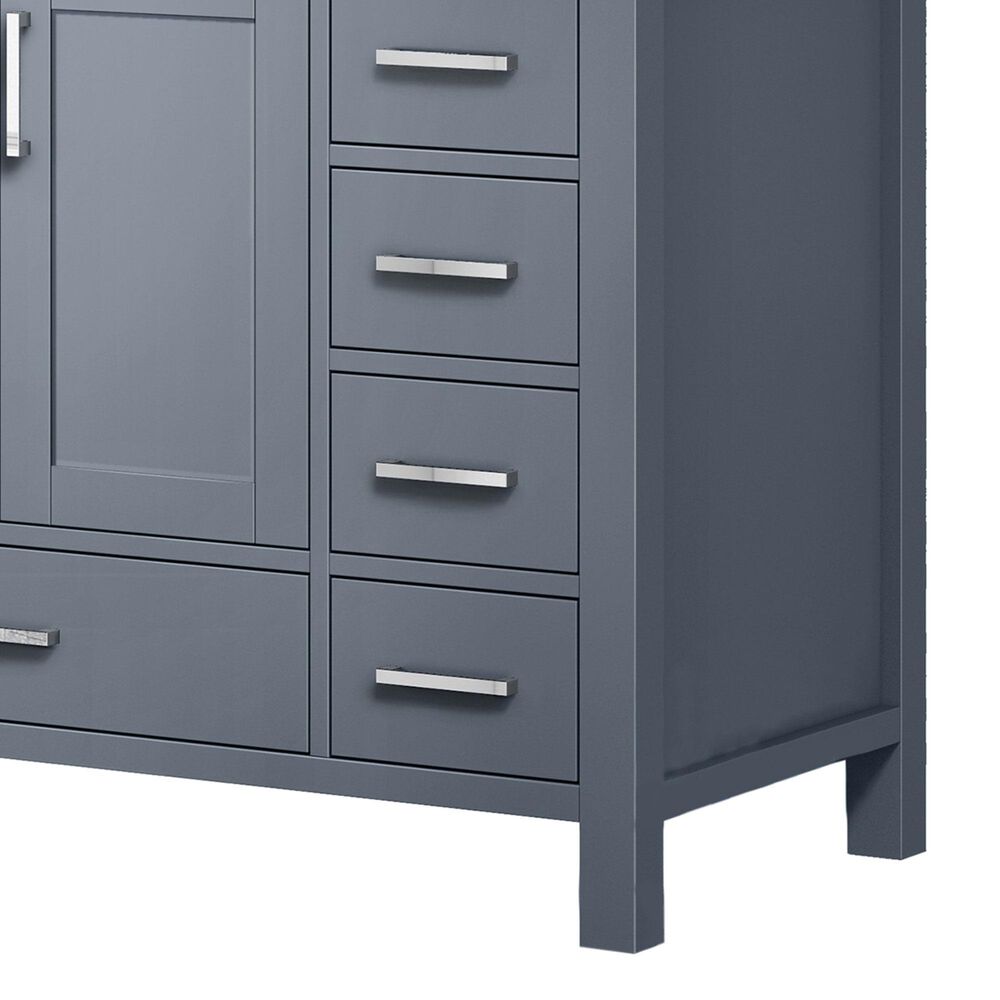 Lexora Home Jacques 84&quot; Double Bathroom Vanity in Dark Grey with 2 cm White Cultured Marble Top and Rectangular Sinks, , large
