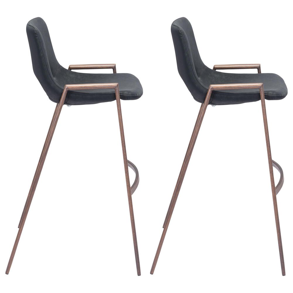Zuo Modern Desi Bar Chair in Black and Dark Brown &#40;Set of 2&#41;, , large