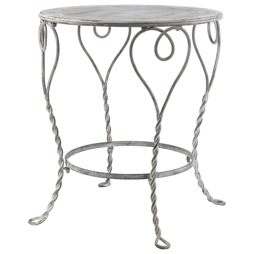 Hearth and Haven Outdoor Round Side Table with Heart Scroll Design in Gray, , large