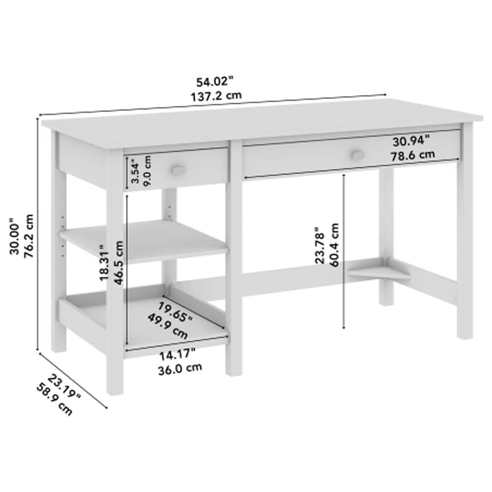 Bush Broadview 2-Drawer Computer Desk with Shelves in Classic Black, , large