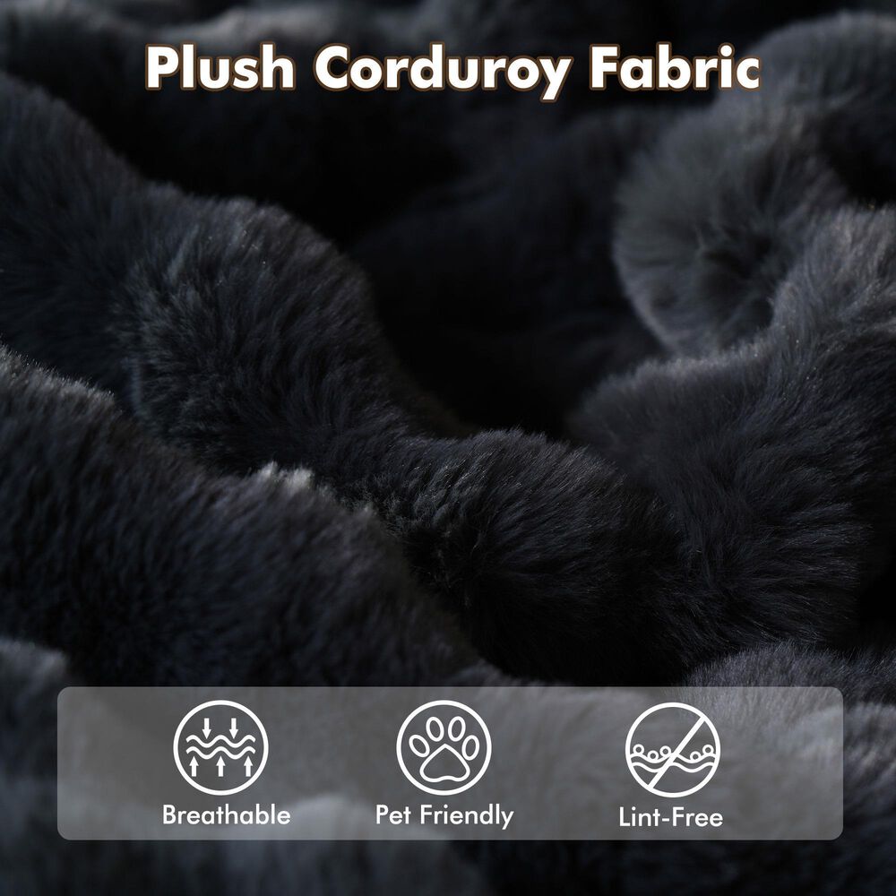 HOMLUX Togo Sofa Bean Bag Chair in Black, , large