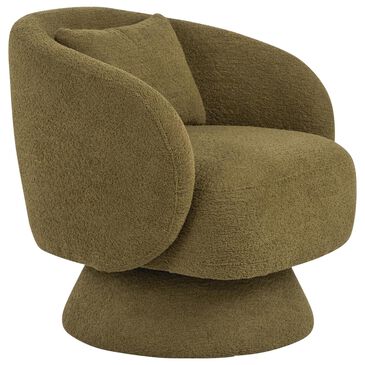 LumiSource Zara Swivel Accent Chair with Pillow in Green, , large