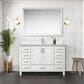 Lexora Home Jacques 48" Single Bathroom Vanity in White with 2 cm White Cultured Marble Top and Rectangular Sink, , large