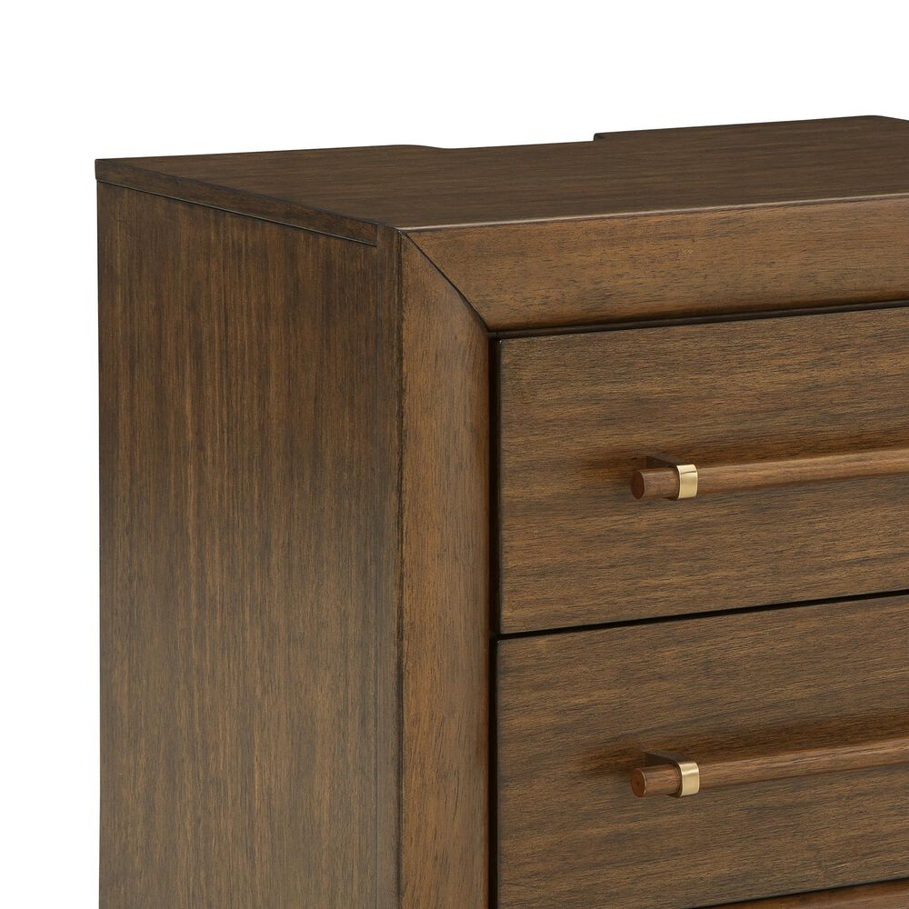 Ashley Lyncott Queen Panel Bed and Two Nightstands in Medium Brown, , large